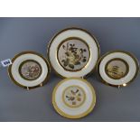 Four Chokin ware Japanese plates, various designs