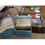 Four boxes of vintage Welsh and other books and three cases of LP records, various genres