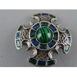 Scottish type miracle brooch, white metal with Celtic knot decoration