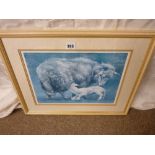 KEITH BOWEN limited edition (280/450) print - ewe and lamb, signed in pencil, 29 x 38 cms