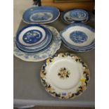 Parcel of mainly blue and white display plates etc