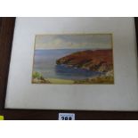 Unsigned watercolour - coastal scene, 11 x 17 cms