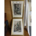 Pair of LANDSEER prints - 'The Angler's Daughter' and 'The Falconer's Son', 58 x 39 cms