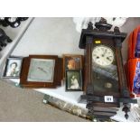 Small Vienna style pendulum wall clock, wall barometer and quantity of portrait miniatures
