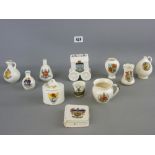 Collection of crested china by Goss, Shelley, Carlton and other makers