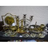 Parcel of electroplate, brassware including horse brasses etc