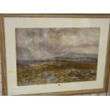 LLOYD BOND watercolour - moorland scene, 46 x 66 cms