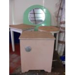 Parcel of retro bathroom furniture and a mirror