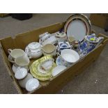 Box of assorted ceramics including Alfred Meakin, Royal Albert etc