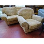 Classically designed leaf decorated rose coloured lounge suite comprising two seater settee and