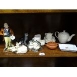 Royal Doulton kittens, Beswick kittens and a Royal Winton Pickwick figure, items of Poole pottery