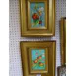 Pair of attractive framed paintings on porcelain of fruit