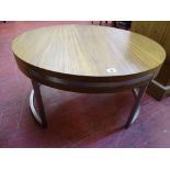 Scandinavian style circular coffee table with chrome legs
