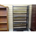 Stained wood four shelf open bookcase