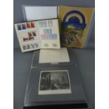 Small album of mint, mainly British stamps and two albums of vintage book prints