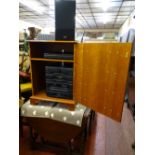 Yew effect stereo cabinet with excellent JVC contents and speakers and a polished barley twist