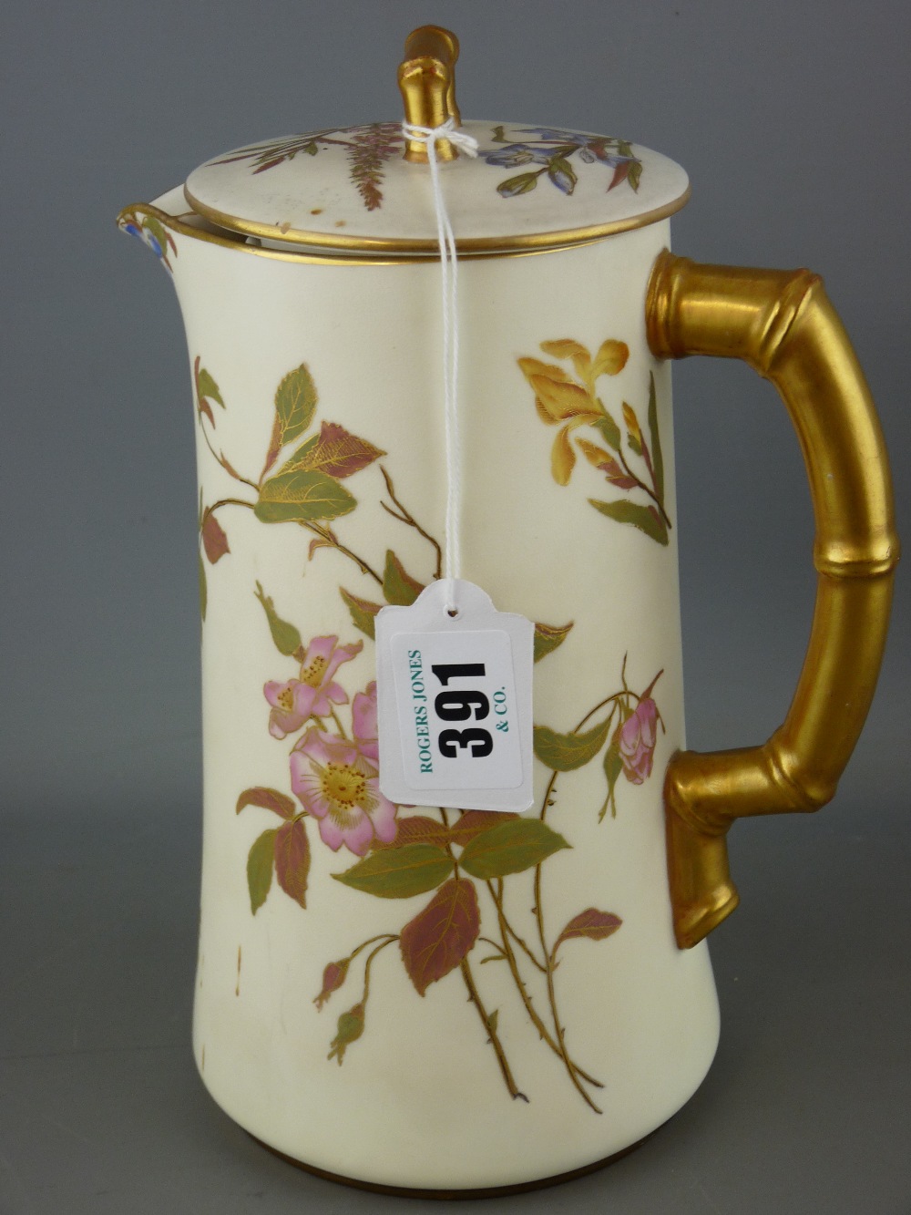 Royal Worcester blush decorated jug and cover