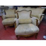 Ornate antique style imported? three piece suite comprising sofa and two elbow chairs