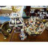 Royal Crown Derby hexagonal shaped bowl, lidded vase etc