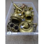 Tub containing a large quantity of ornamental and other brassware including trench art