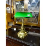 Vintage style brass table lamp with green shade etc E/T