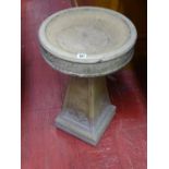 Reconstituted stone circular bird bath on stand