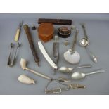 Parcel of thimbles, cutlery and mixed collectables including Queen Victorian, cane top etc