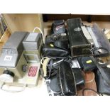 Large parcel of vintage cameras including an Aldis 303 projector, Yashica, cased Konica etc