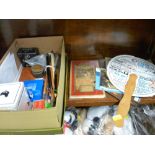 Parcel of mixed collectables, vintage Llandudno map, office stationery etc