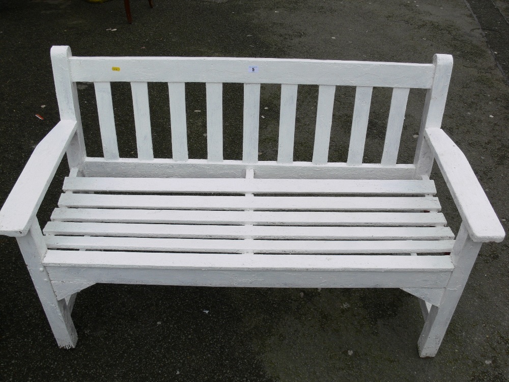 Wooden white painted garden bench