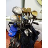 Golf bag and contents with Howson Pluslight trolley and golf balls