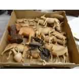 Parcel of delicately carved treen animals