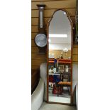 Wall mounted barometer / thermometer and a wall hung wood framed mirror