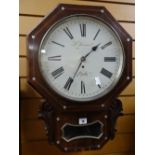 An antique rosewood encased pendulum wall clock inscribed Samuel of Neath Condition reports provided