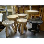 A collection of small primitive stools Condition reports provided on request by email for this