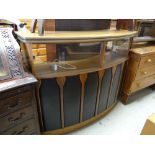 A mid-century retro curved drinks bar, 127cms wide Condition reports provided on request by email