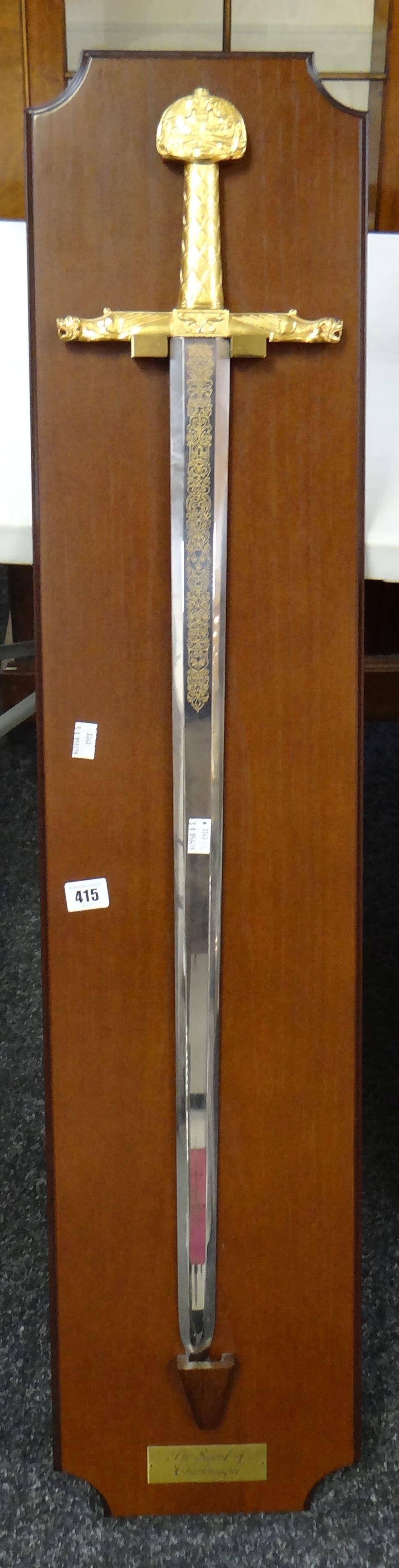 Wilkinson sword, inscribed 'The sword of Charlemagne' on plaque Condition reports provided on