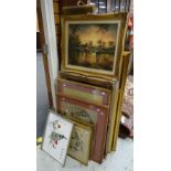 Large parcel of gilt frames, framed pictures and prints Condition reports provided on request by