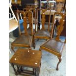 A set of four vintage splat back dining chairs and a nest of three coffee tables Condition reports