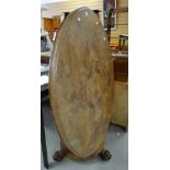 A nineteenth century walnut oval tilt-top breakfast table on claw supports Condition reports