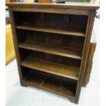 A vintage dark oak open four-shelf bookcase, 91cms wide x 115cms high Condition reports provided