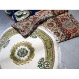 A Tabris super 100% woollen rug, 13ft x9ft 6" together with a small circular rug, approx. 4ft