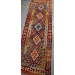 Vegetable-dye wool Chobi Kilim runner, 191 x 62cms Condition reports provided on request by email