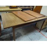 A mid-century G-Plan dining table extending with a pair of end leaves, 153 x 89cms (non extended)