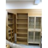 Two modern open bookcases, two modern glazed bookcases and a modern corner desk Condition reports