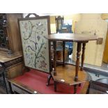 Hexagonal occasional table and vintage firescreen Condition reports provided on request by email for