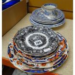 A parcel of South Wales pottery including Amherst Japan patterned plates, Acropolis transfer