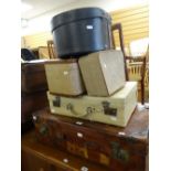 A good selection of vintage luggage, some with travel labels and including hat boxes Condition