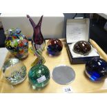 A collection of art glass including boxed Caithness paperweights (3), a cased Caithness paperweight,