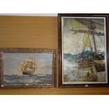 A collection of maritime prints, some signed, including AFTER THOMAS M SHUTTLEWORTH, E D WALKER,